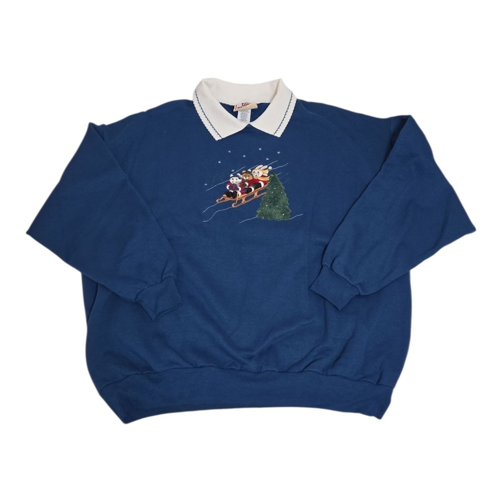 Top Stich By Morning Sun‎ Woman Embroidered Holiday Sweatshirt Size 3X